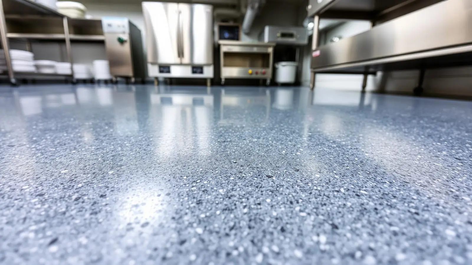 Epoxy quartz floor in a commercial kitchen