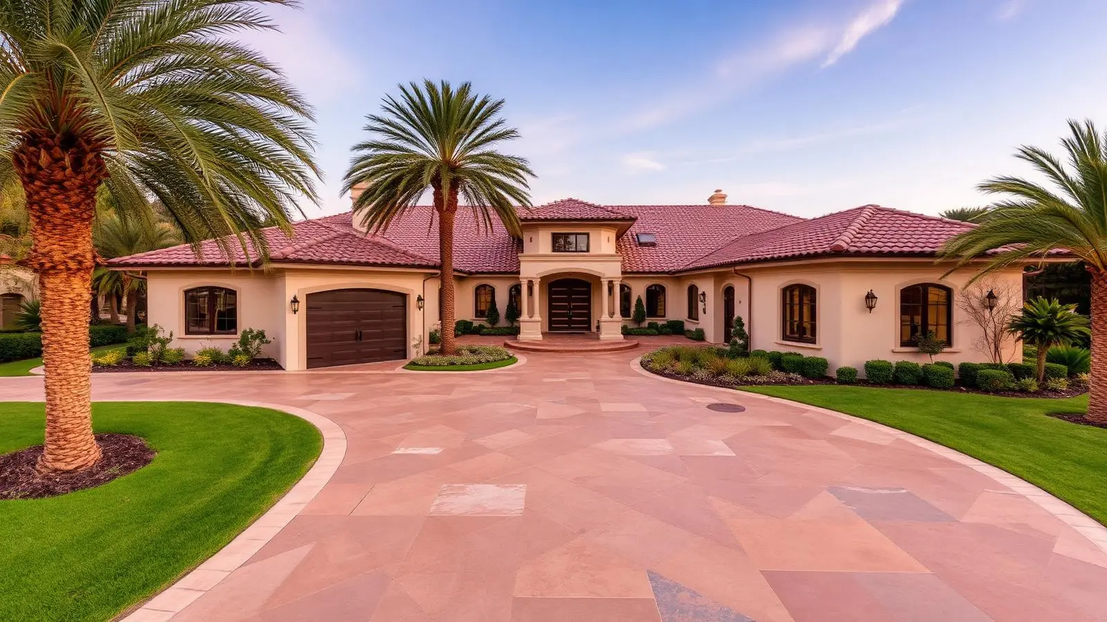 Stained decorative concrete driveway at a Rancho Santa Fe estate