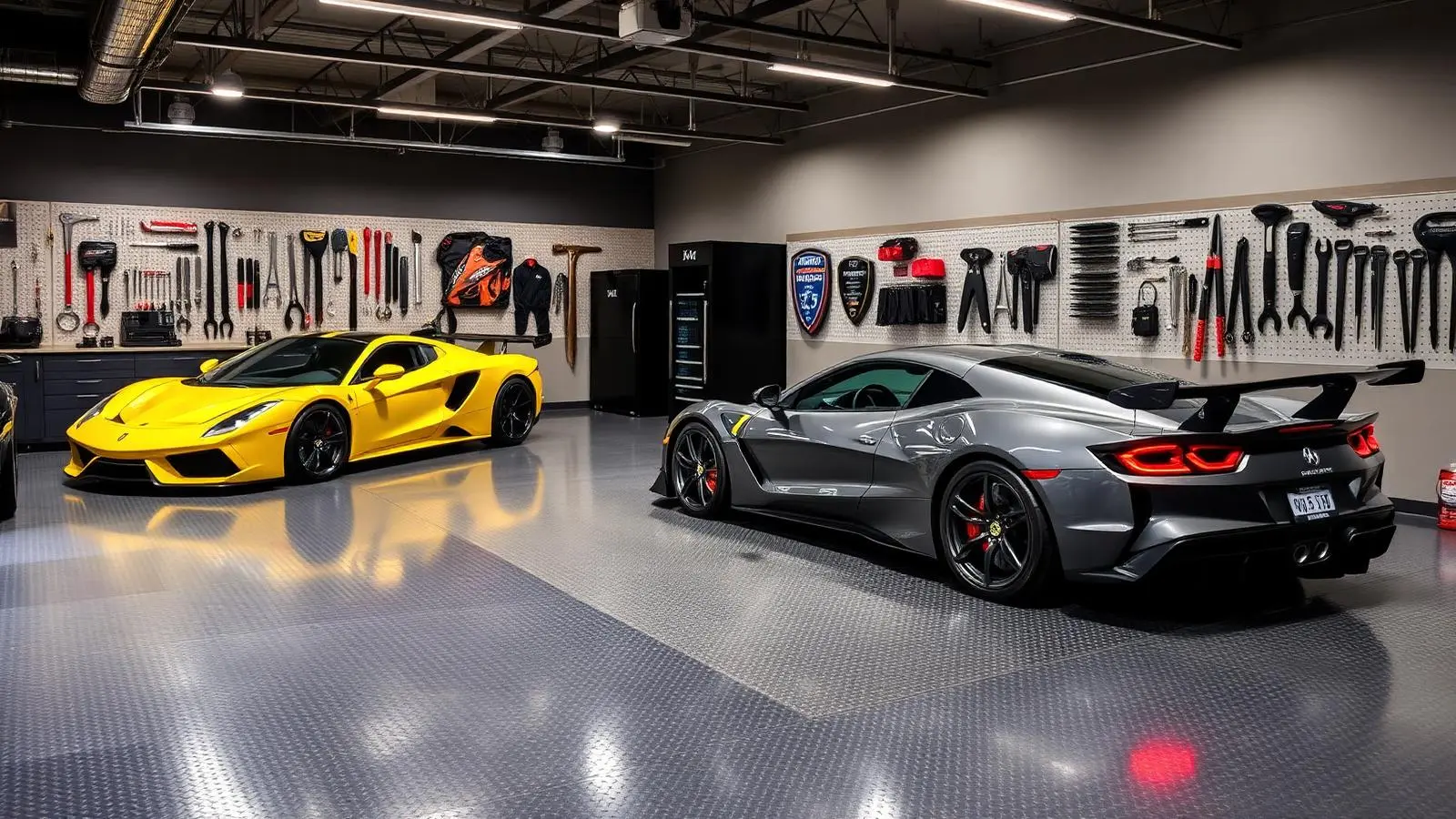 Luxury Southern California home garage with sports cars