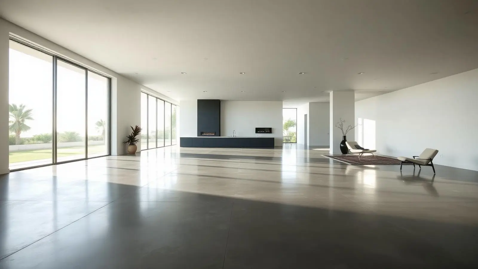 Polished concrete floor in a modern Southern California home